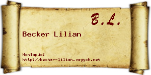 Becker Lilian névjegykártya